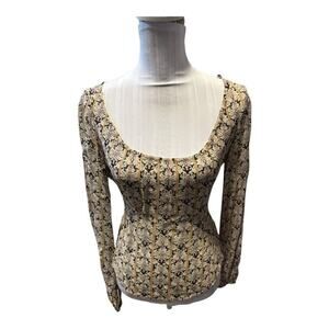 Hennes Brown Floral Blouse Size 4